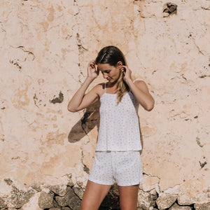 Débardeur coton côtelé imprimé floral Fabiana