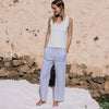Pantalón de algodón seersucker mil rayas Lilia