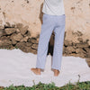 Pantalón de algodón seersucker mil rayas Lilia