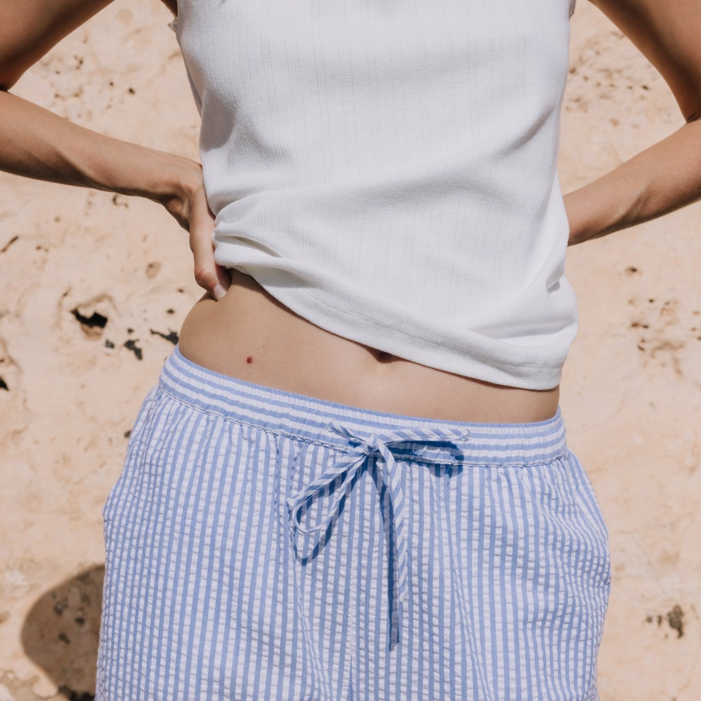Cotton seersucker striped trousers Lilia