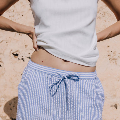 Cotton seersucker striped trousers Lilia