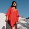 Short embroidered cotton caftan Rile