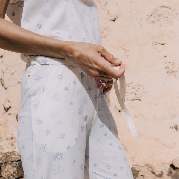 Cotton trousers with marine print Moana