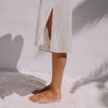 Long cotton jacquard caftan with tonal embroidery Limu