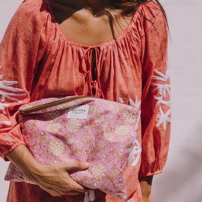 Necessaire algodão estampado flores Kenze