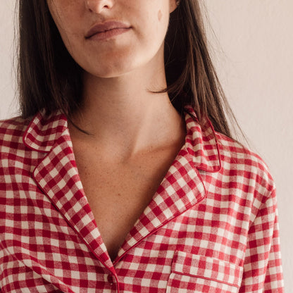 Chemise de pyjama flanelle coton vichy Vina