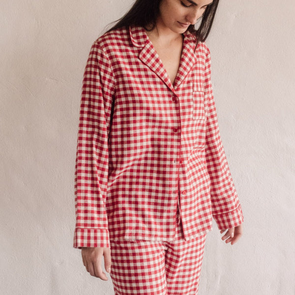 Chemise de pyjama flanelle coton vichy Vina