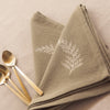 Set de 2 serviettes coton broderie feuille Panzu