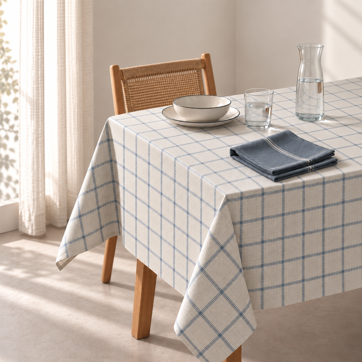 Coated tablecloth windowpane checks Cualo